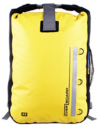 OverBoard Classic Waterproof Backpack | 45 Litre Floating Pack | 100% Waterproof Dry Bag with Top Fold Seal System (Yellow)