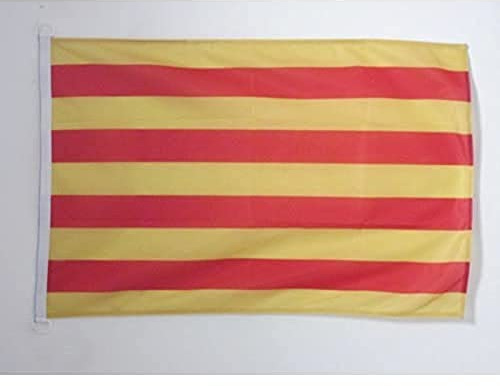 AZ FLAG - Drapeau Catalogne Spécial Extérieur - 90x60 cm - Pavillon Nautique Catalan En Maille Bloquée Avec Anneaux Plastiques Intégrés - 80g