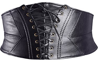 eBoot Elastische Taille Gürtel Gefesselt Korsett Cinch Mattenketten mit Druckknopf, Schwarz