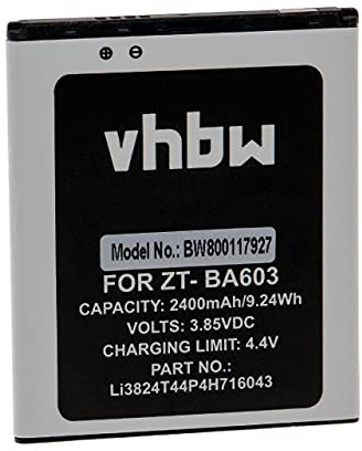vhbw Akku kompatibel mit ZTE Blade A520C Dual SIM LTE | Blade A603 Handy Smartphone Telefon (2400 mAh, 3,85 V, Li-Ion)