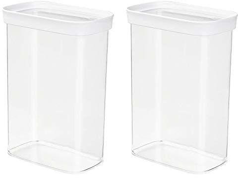EMSA 513559 OPTIMA Trockenvorratsdose, Hochformat, 2.20 Liter, klar/weiß (2er Pack)
