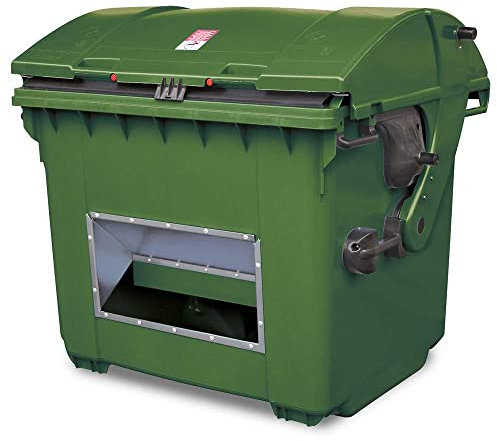 BRB Streugutbehälter 1100 Liter, HDPE Kunststoff, mit Runddeckel, BxTxH 1365x1060x1150 mm, Aufnahme für Kammschüttung (grün)