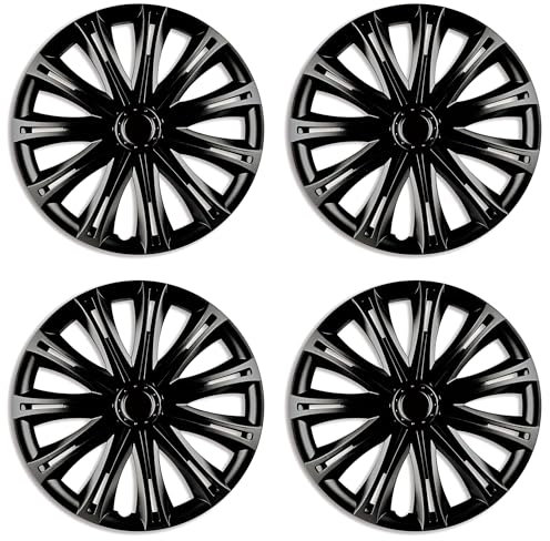 Versaco Car Wheel Trims SPARKBLK16 - Black 16 Inch 11-Spoke - Boxed Set of 4 Hubcaps - Includes Fittings/Instructions