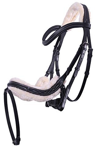 Equipride ANATOMISCHES ZENTRAUM ONTARIO MIT ZüGELN ABNEHMBARES KUNSTFELL (Pony, Schwarz)