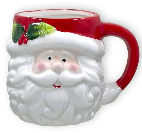 MIK funshopping julmugg | Högkvalitativ keramisk kopp med juldesign | perfekt för varma och kalla drycker | jultomte 350 ml
