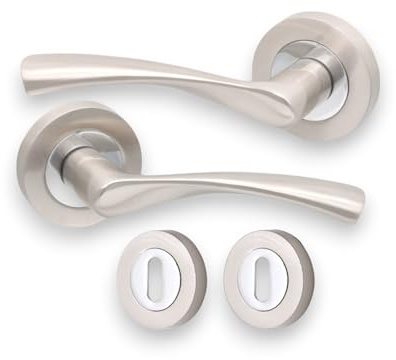 Infinity Decor Lot de poignées de porte torsadées à double ton sur rosace à ressort avec rosace – Idéal pour les portes intérieures et extérieures
