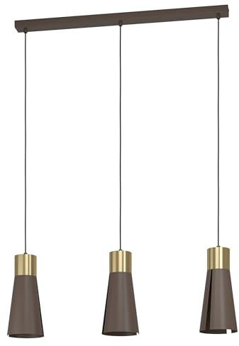 EGLO LED Pendelleuchte Losalomas, 3 flammige Hängelampe, elegant | Hängeleuchte aus Metall in Mokka, Messing, Esstischlampe, LED Wohnzimmerlampe hängend warmweiß, GU10 Fassung