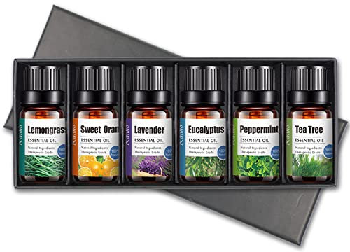 Bio Ätherische Öle 6-er Set - Vielfalt und Entspannung | Lavendel, Pfefferminz, Teebaum, Süße Orange, Eukalyptus, Zitronengras | 100% Naturrein | Aromatherapie, Aromadiffuser, Massage und Badezusatz