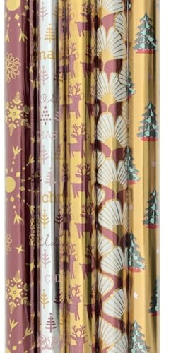 Präsenta Geschenkpapier - Sortiment Metallic Weihnachtspapier Geschenkpapier K20-200 x 70 cm - 5 Rollen