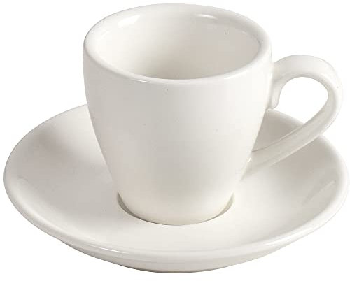 ionEgg Porcelain Espresso Cup with Saucer, Espresso Shot Cup, Demitasse Cup, 80ml/2.7Oz, White