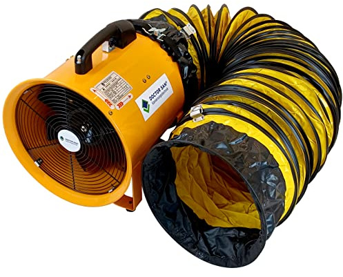 Doctor San - Sanierungstechnik Axialventilator Axialgebläse Ventilator Baugebläse Baulüfter Bautrockner Axiallüfter mit Luftschlauch Ø 20cm-35cm 1500m³-4920m³ (Ø 20cm 1500m³/Std. 10m Schlauch)
