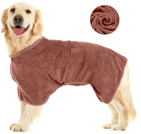 Peignoir de bain pour chien, avec fermeture Velcro, séchage rapide, très absorbant, collier et taille réglables, grand peignoir pour chien, convient pour chiens de grande et moyenne taille