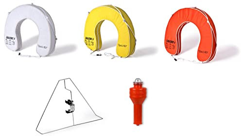 wellenshop Hufeisen-Rettungsring Set - Hufeisenring mit Halterung & Rettungslicht Farbe Gelb