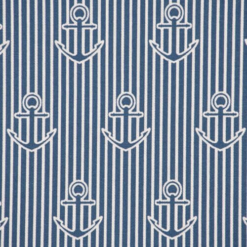 SCHÖNER LEBEN. Dekostoff Iconic Anchor Stripe Anker Streifen blau weiß 1,40m