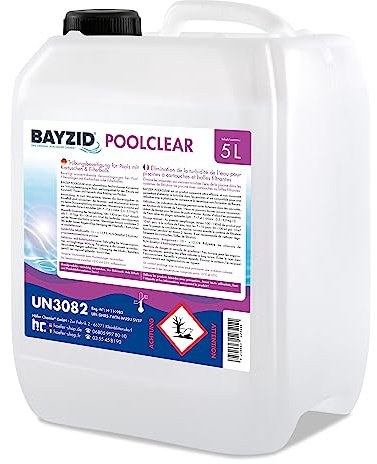 1 x 5 L BAYZID® Poolclear - Trübungsbeseitigung für Pool Filter mit Kartuschen & Filterballs/Filterbälle