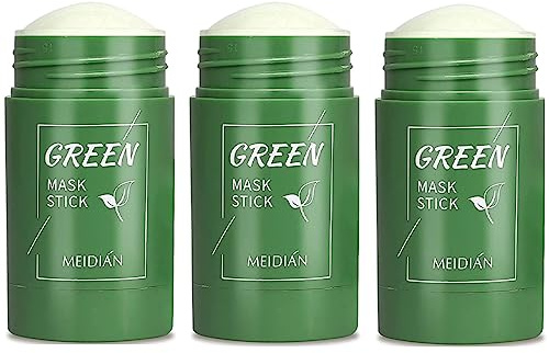 3Pcs Green Tea Cleansing Mask Stick,Blackhead Remover with Green Tea Extract Solid Mask,Face Moisturizes Oil Control,Deep Pore Cleansing,for All Skin Types Men Women Facial Mask