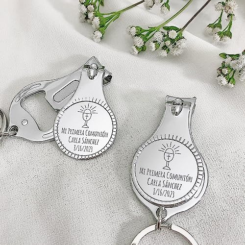 Llavero personalizado para cortaúñas, abrebotellas, recuerdo de primera comunión, recuerdo de bautizo personalizado, regalo de bautizo de bebé para invitados, regalos de fiesta para bodas, cumpl