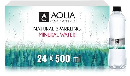 AQUA Carpatica Natural Sparkling Mineral Water, Nitrate-Free, PET, 24x500ml | Naturally Carbonated from Source, Natural Electrolytes & Bicarbonates, Rich in Calcium & Magnesium, Supports Digestion