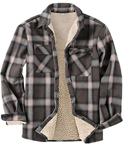 Duohropke Chemise à carreaux pour homme - Chemise thermique en flanelle - Chemise de loisirs - Chemise de bûcheron chaude - Doublure polaire - Chemise de travail - Veste d'hiver avec poche poitrine