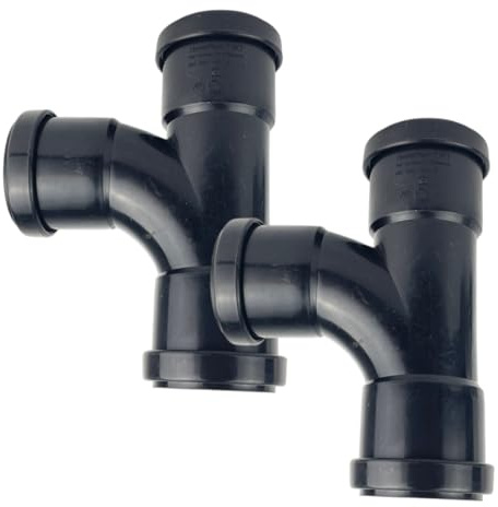 Duraplast UK™ Push Fit Waste 88° Equal Swept Tee Branch – 32mm TS Connector – Durable PVC Plumbing Fitting – Black (Pack of 2)