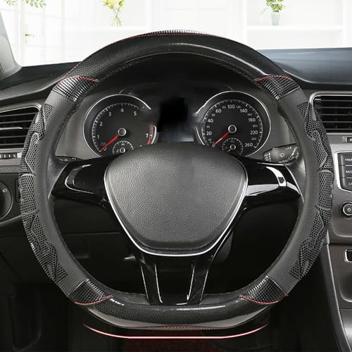 CLZXCV Kohlefaser Auto Lenkradbezug für Audi A4 Sedan Avant B5 B6 B7 B8 B9 / Cabrio B6 B7, Anti Rutsch Atmungsaktiv Lenkradschoner Lenkrad Abdeckung Auto Zubehör,4 Black-D Type