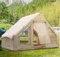 Aufblasbares Campingzelt mit Kaminöffnung & Dachfenster, Outdoor Zelt für 2-10 Personen mit Luftpumpe, Aufblasbares Zelt aus Wasserdichtem Oxford-Stoff für 4 Jahreszeiten, Schneller Aufbau Campingzelt
