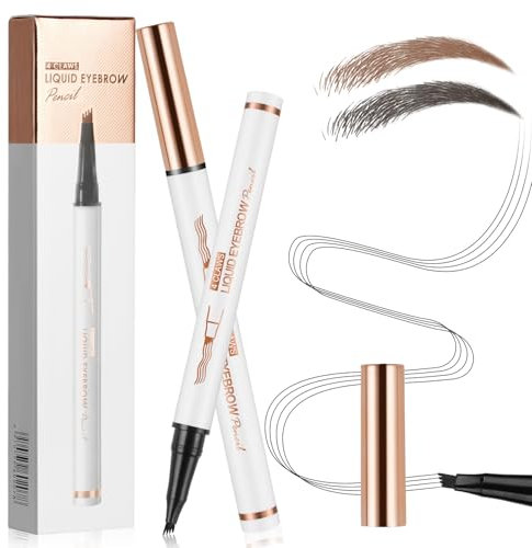 LOPHE Lápiz de Cejas Impermeable, Lápiz Microblading para Cejas, Líquido de Longevidad, Resistente al Agua (Concha De Tubo Blanco-Marrón Oscuro)