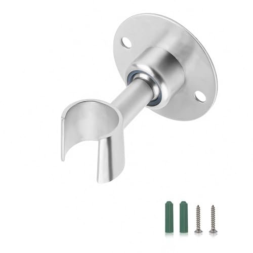 0XBIT Shower Pole Holder, Stainless Steel Showerhead Holder Bracket, Double-Hole Shower Bracket with Screws, Wall-Mounted Adjustable Shower Head Holder, Suitable for Bathroom Shower Heads