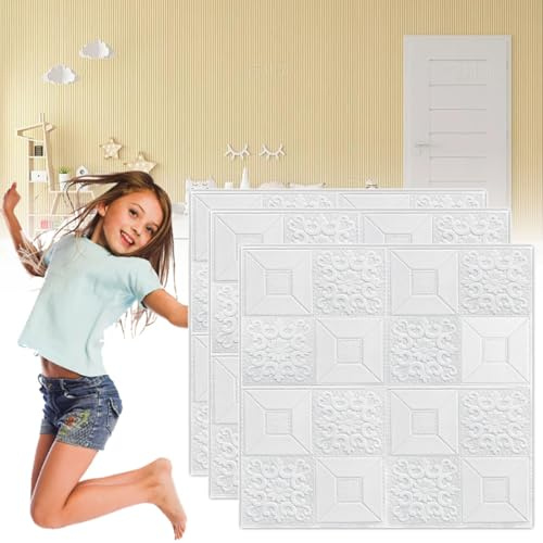HAILM Self Adhesive Tiles for Walls Peel and Stick, Waterproof Polystyrene Ceiling Tiles, Anti-Collision Wall Cladding Panels, Faux Brick Stone Foam Wall Tiles, TV Walls Decor,20pcs