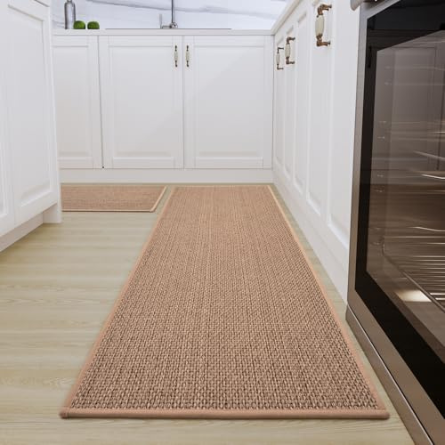 SIXHOME Tapis de Cuisine antidérapants Tapis Lavable en Machine absorbants et résistants aux Taches(Beige,40 * 60+40 * 120cm)