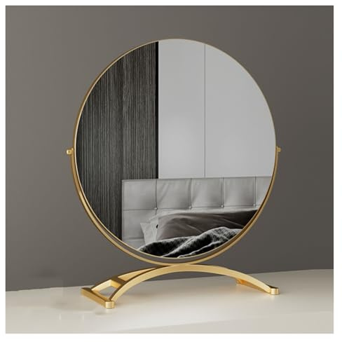 NOIRDA 40 cm 50 cm 60 cm Großer Schminkspiegel Tischspiegel, Runder Kosmetikspiegel Mit 360-Grad-Drehung, Für Schminktisch Schreibtisch, Badezimmer, Schlafzimmer(Gold,30cm/11.8in)