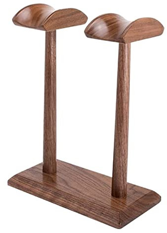 Headphone Holder Double Headphone Stand Natural Solid Wood Headphone Holder Simple And Generous Earphone Holder Stand(Tea Color)