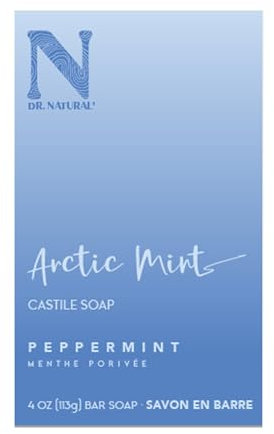 Dr. Natural Castile Bar Soap - Gentle Invigorating Body Wash for Sensitive Skin - Deeply Moisturizing Body Soap with Shea Butter - Arctic Mint - 113 g