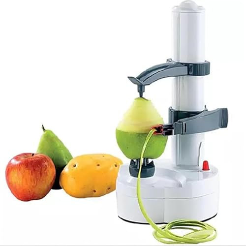 WBRSybUK Pelapatate Elettrico, Pelapatate Automatico per Mele, Pelapatate Rotante in Acciaio Inossidabile Resistente, Pelatura Rapida E Facile, per Frutta E Verdura da Cucina,White