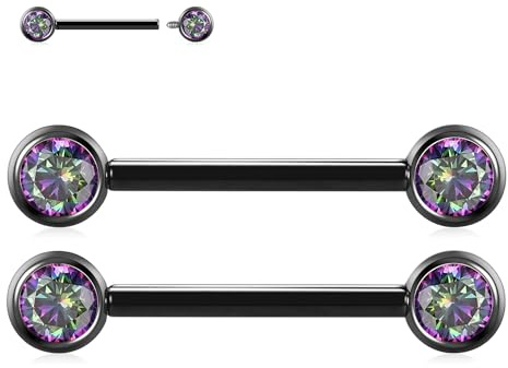 AROWRO Piercing de titanio para pezón, piercing para pezón, barra de lengua, parte trasera plana, piercing para lengua, piercing de lengua, piercing de puente