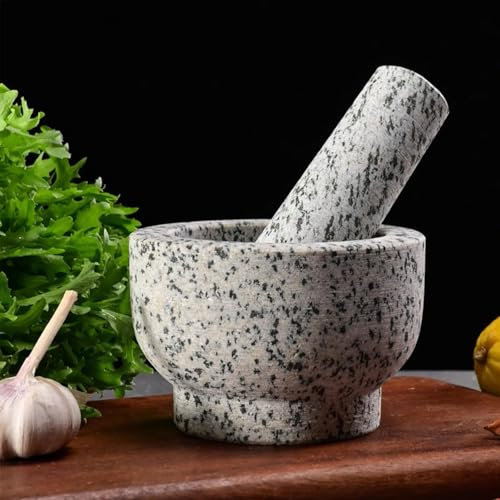 Prensa de ajo hecha a mano con piedra pulida natural para alimentos para guacamole especias y cocinar mortero de piedra para el hogar para triturar ajo
