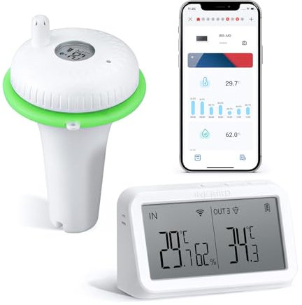 Inkbird Schwimmendes Pool thermometer mit IBS-M2 Wlan Gateway-Kombination, App Steuerung, 9 Kanal für Schwimmbad, Teich