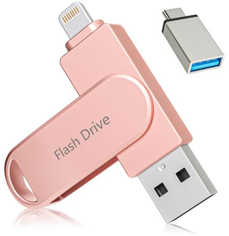 Apple MFi Certified 512GB Photo Stick, Flash Drive for iPhone Memory Stick for Photo/Video Backup Stick, High-Speed USB Stick iPhone Storage Drive Compatible for iPhone/iPad/Android/PC (Pink)