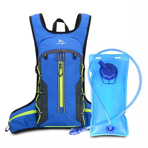 Krtopo Chaleco para correr con bolsa de agua de 2 L, mochila reflectante ultraligera para hombres y mujeres, chaleco de hidratación transpirable ajustable con múltiples bolsillos para senderismo