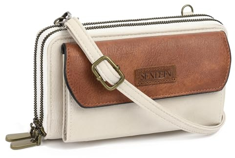 SENDEFN Umhängetasche Damen, Crossbody Bag Handytasche zum Umhängen, Kleine Handy Umhängetasche mit Verstellbarem Schultergurt, Doppel Reißverschluss Geldbörse Damen