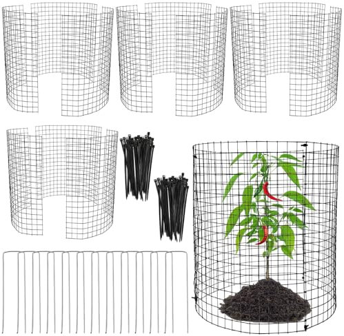 YEXEXINM 12 Sheet 12'' x 12'' Chicken Wire Cloche, 3 Pack Wire Plant Protector from Animals, Metal Plant Cage Garden Protection Basket with Ground Stakes and Nylon Tie for Keeping Rabbit Chicken Out