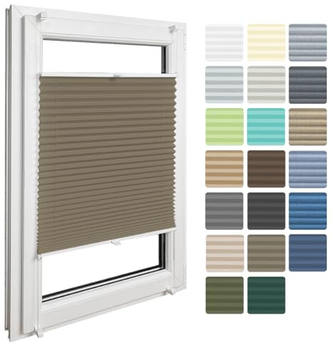 Home-Vision Premium Faltrollo Plissee ohne Bohren mit Klemmfix Lichtdurchlässig Rollo innen (Chocolate B25 x H120cm) Easyfix Klemmträger Verdunklung Blickdicht Sonnenschutz Jalousie für Fenster & Tür