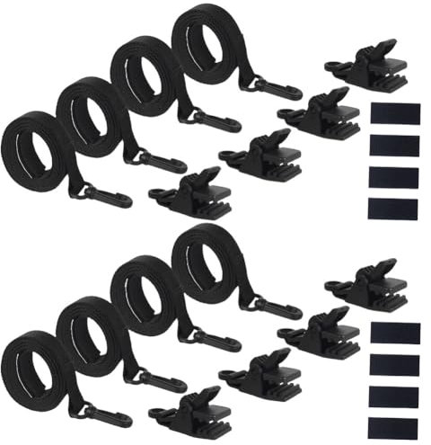 CHANGYUE 24Pcs Pool Solar Cover Reel Attachment Kit Including 8 Straps with Hooks 8 Clips & 8 Fastener Swimming Pool Solar Cover Straps and Clips Solar Blanket Straps Kit for In-Ground Swimming Pool
