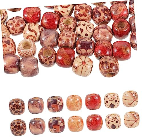 OUNONA 100 Stück Holz Haarperlen Mit Polierter Oberfläche Zopfschmuck Für Frauen Selbstgemacht Zubehör Für Haarzöpfe Und Makramee Natürliche Haarschmuck Perlen Für Alltag Und Geschenk