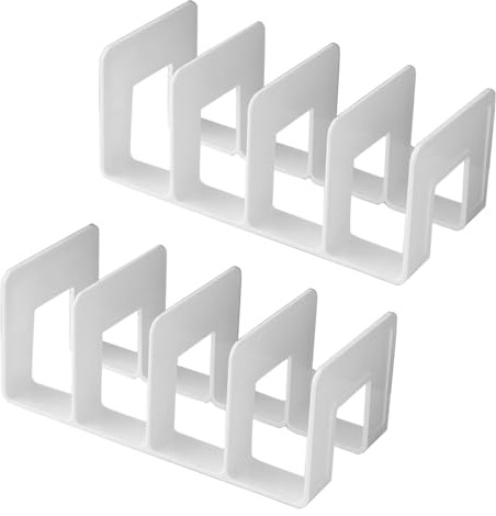 2PCS Schreibtisch-Aktensortierer aus Kunststoff mit 4 Fächer, Buchständer für Schreibtisch – Platzsparender Bücher Organizer, Stabil & Langlebig, Tischregal für Bücher, Hefte & Ordner (Weiß)