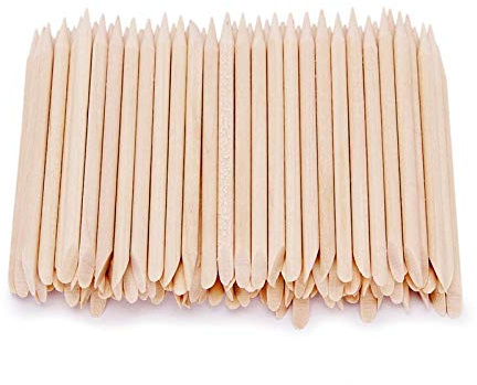 STALEKS PRO 100 stycken 7,5 cm orangea träpinnar för manikyr, pedikyr, nagelkonst och hantverk