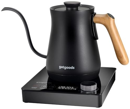 GATGOODS Electric Gooseneck Kettle – Precise Temperature Control, 1200W Fast Boil, Keep Warm Feature, Ideal for Pour-Over Coffee and Tea, 27oz Stainless Steel Interior