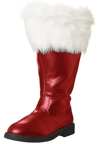 Men's Mid Calf Winter Snow Boots Christmas Santa Claus Boots for Men with Side Zipper Warm and Comfortable, Non-Slip Sole Waterproof Work Walking Shoes Easy to Put On and Take Off