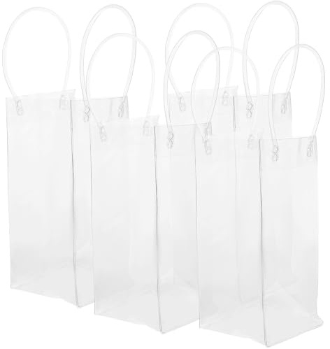 HANABASS 4 Stück Durchsichtige Pvc Weinflaschentaschen Tragbar Strapazierfähig Leichte Geschenktragetaschen für Partys Hochzeiten Verpackung und Transport