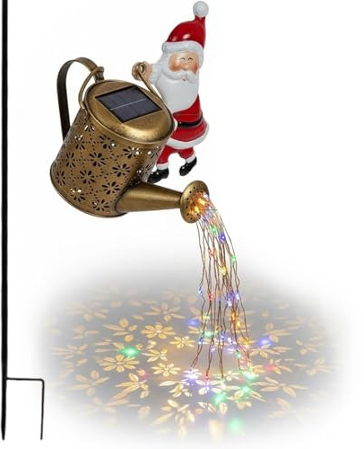 LuciNatalizie Per Bollitore Solare Di Babbo Natale,annaffiatoio A Energia Solare Per Babbo Natale Con Luce A Cascata,luce Decorativa Per Prato Da Giardino,decorazioni Vintage Impermeabili Perlanterne